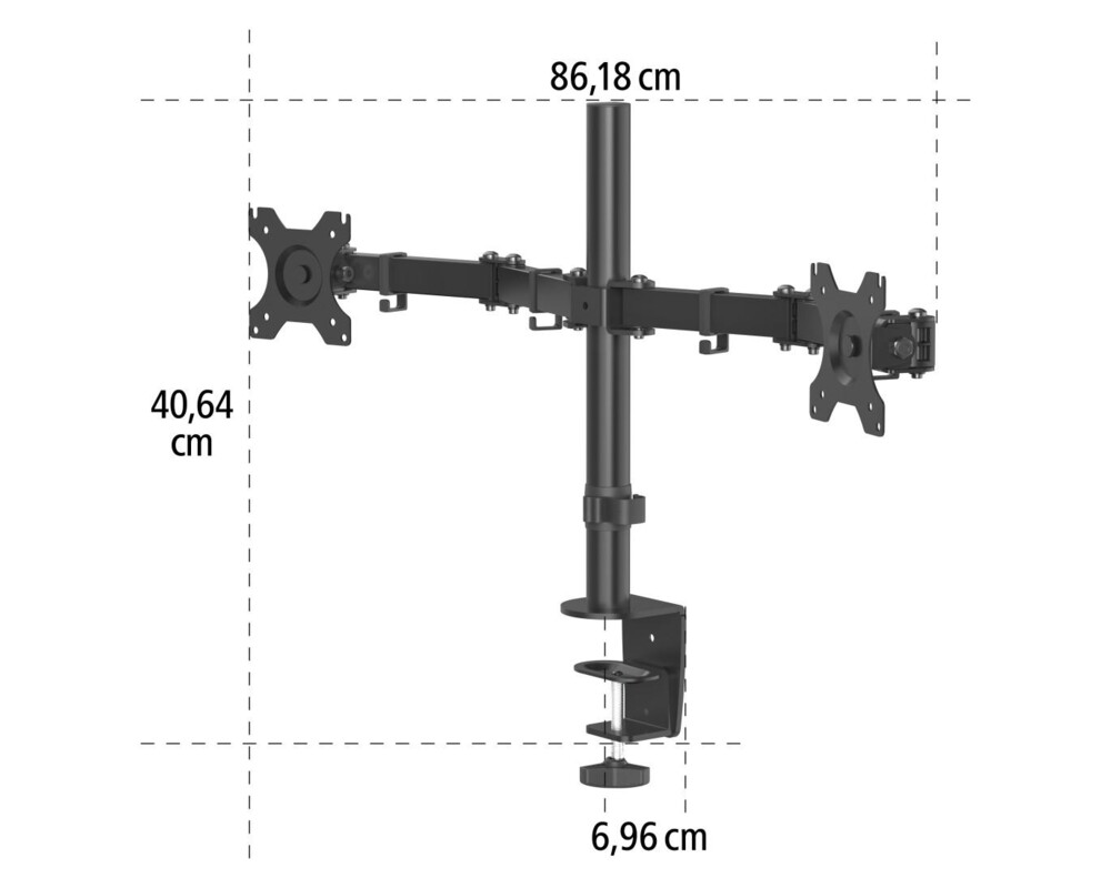 Стойка за 2 монитора за бюро HAMA Регулируема, 13" - 32", 8 кг, Swivel/Tilt, Черна 7