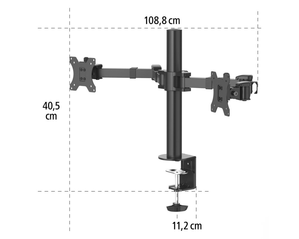Стойка за 2 монитора за бюро HAMA Регулируема, 13" - 35", 15 кг, Swivel/Tilt, Черна 7