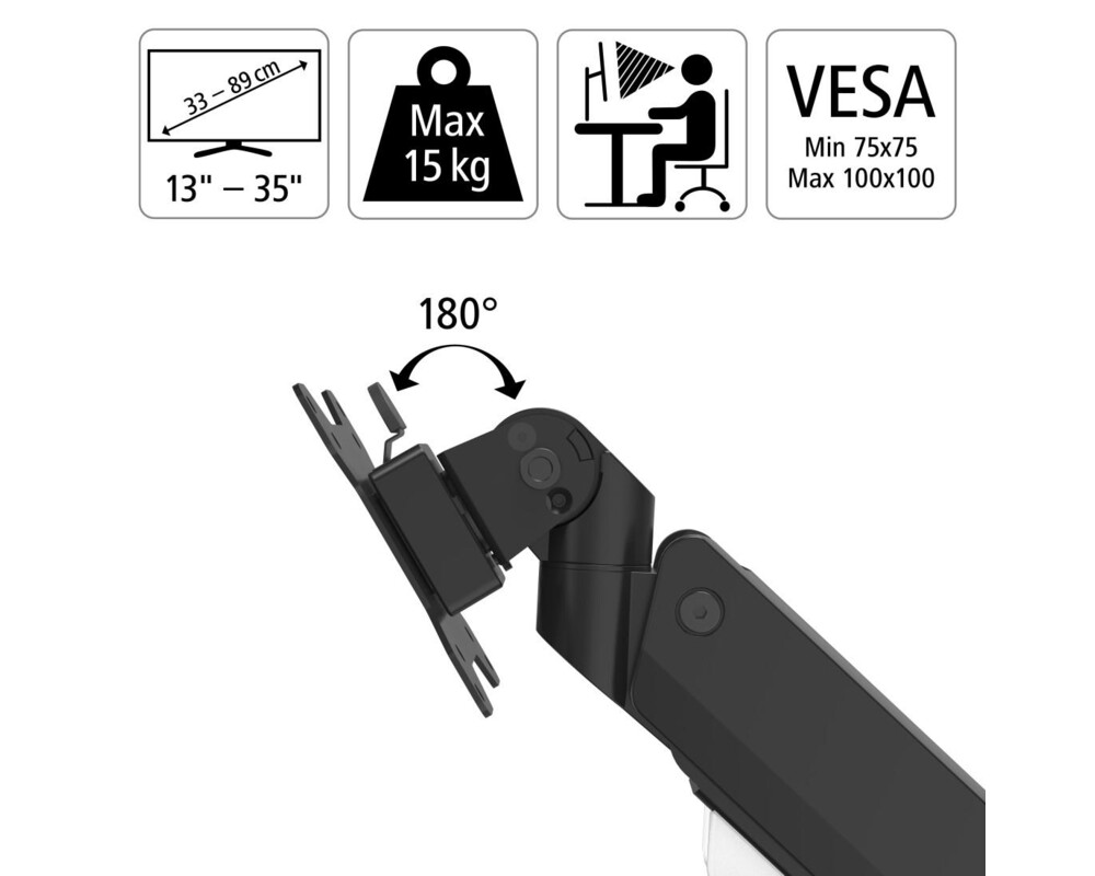 Стойка HAMA, Регулируема, Амортисьор, 13" - 35", 15 кг, Черна 13