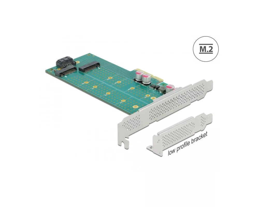 Контролер Карта PCI Express x4 Delock към 1x M.2 Key B + 1x M.2 NVMe M.2 Key M, Low Profile 2