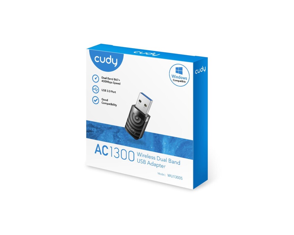 Мрежова карта нано адаптер Cudy WU1300S, USB 3.0, 2.4/5 Ghz, Вградена антена 2dBi 5
