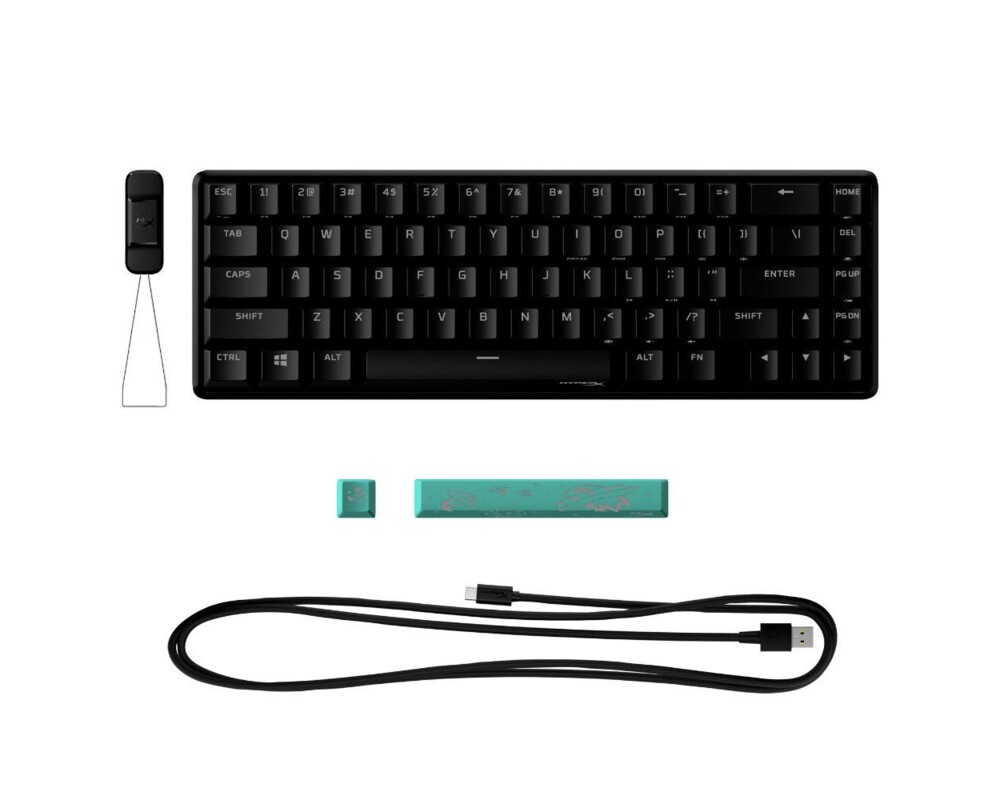 Клавиатура Геймърскa механична клавиатура HyperX Alloy Origins 65, HyperX Aqua суичове, Черен 5