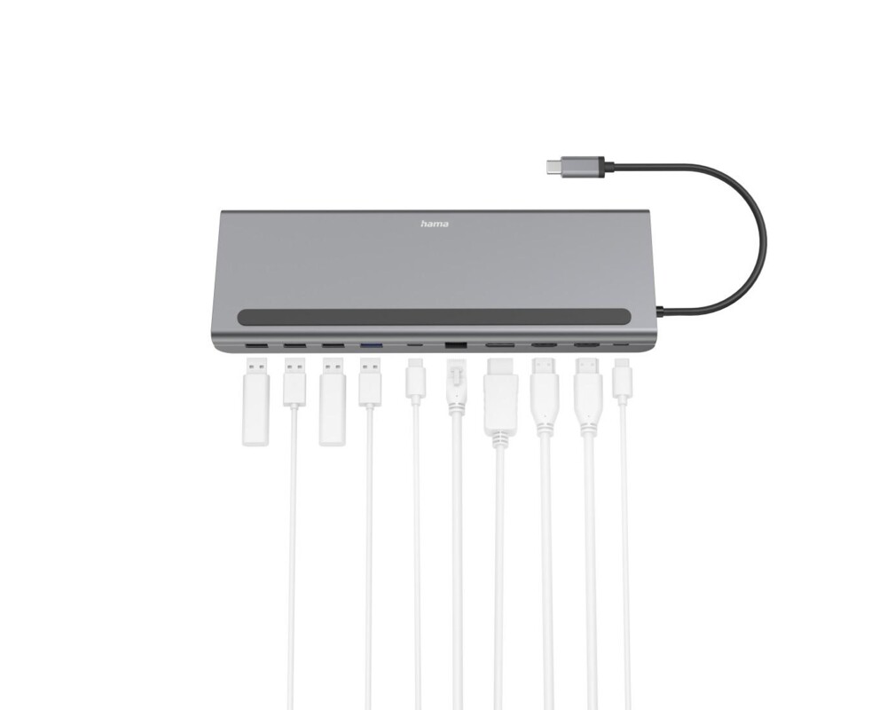 Докинг станция Докинг станция 10 в 1 HAMA Connect2Office Pro, USB-A, USB-C (PD), HDMI, DP, LAN/Ethernet, Сива 3