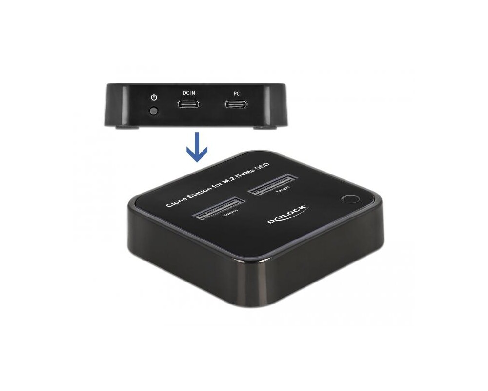 Контролер Външна стойка Delock M.2, 2 x M.2 NVMe, PCIe SSD, Функция клониране 4