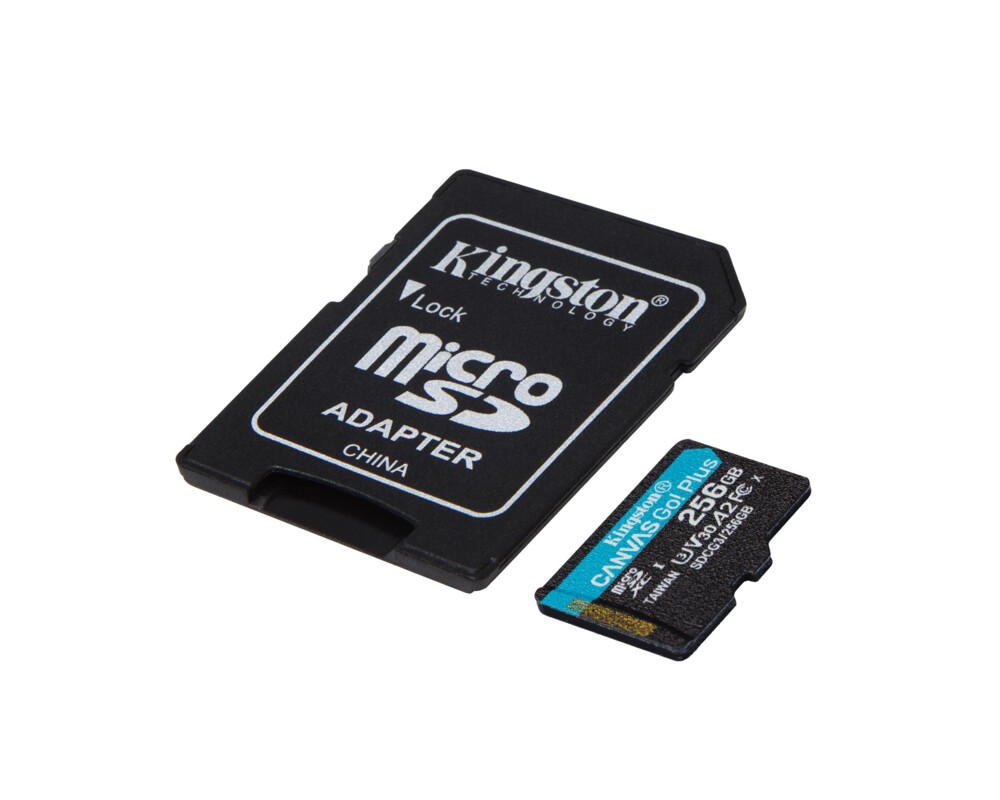 Флаш карта 256 GB Kingston Canvas Go! Plus microSDXC, UHS-I, Class 10, U3, V30, A2, Адаптер 2