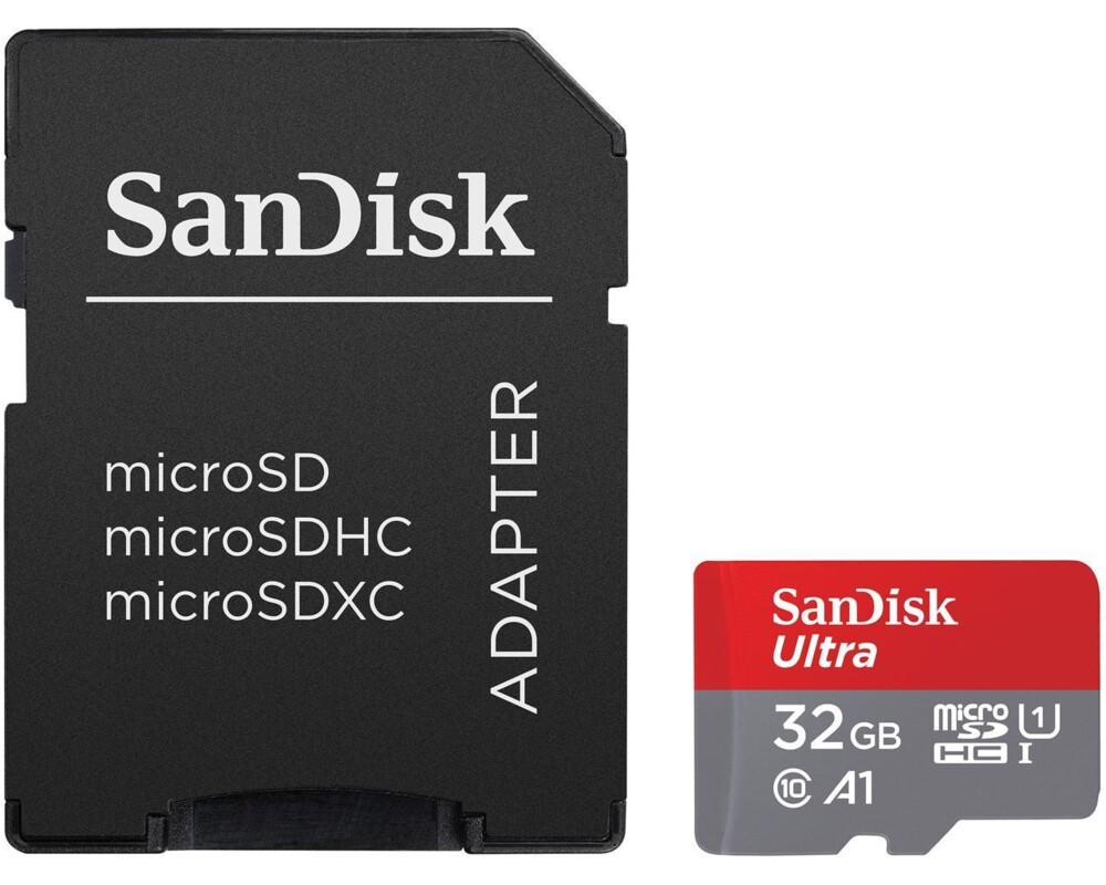 Флаш карта SANDISK Ultra microSDHC, 32GB, A1, UHS-I, U1, Class 10, 120MB/s, Адаптер 2