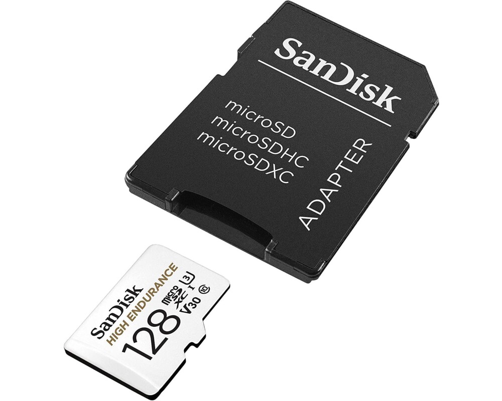 Флаш карта SANDISK High Endurance micro SDHC UHS-I, A1, SD Адаптер, 128GB, Class 10, 100Mb/s 3