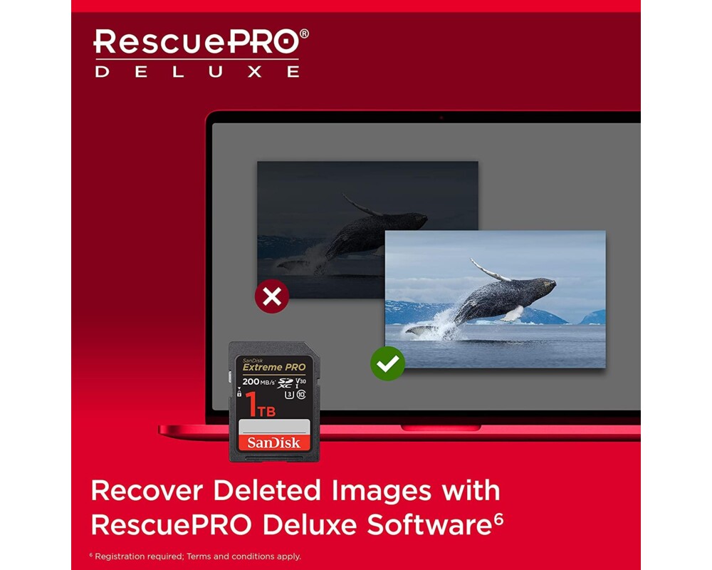 Флаш карта SANDISK Extreme PRO 1TB microSDXC + 2 years RescuePRO Deluxe up to 200MB/s & 140MB/s Read/Write speeds 2