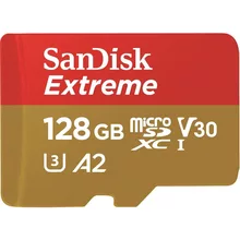  SanDisk Extreme microSDXC 128GB for Action Cams and Drones + SD Adapter + 1 year RescuePRO Deluxe up to 190MB/s & 90MB/s Read/Write speeds A2 C10 V30 UHS-I U3 529593 SDSQXAA-128G-GN6AA на топ цена - PIC.bg