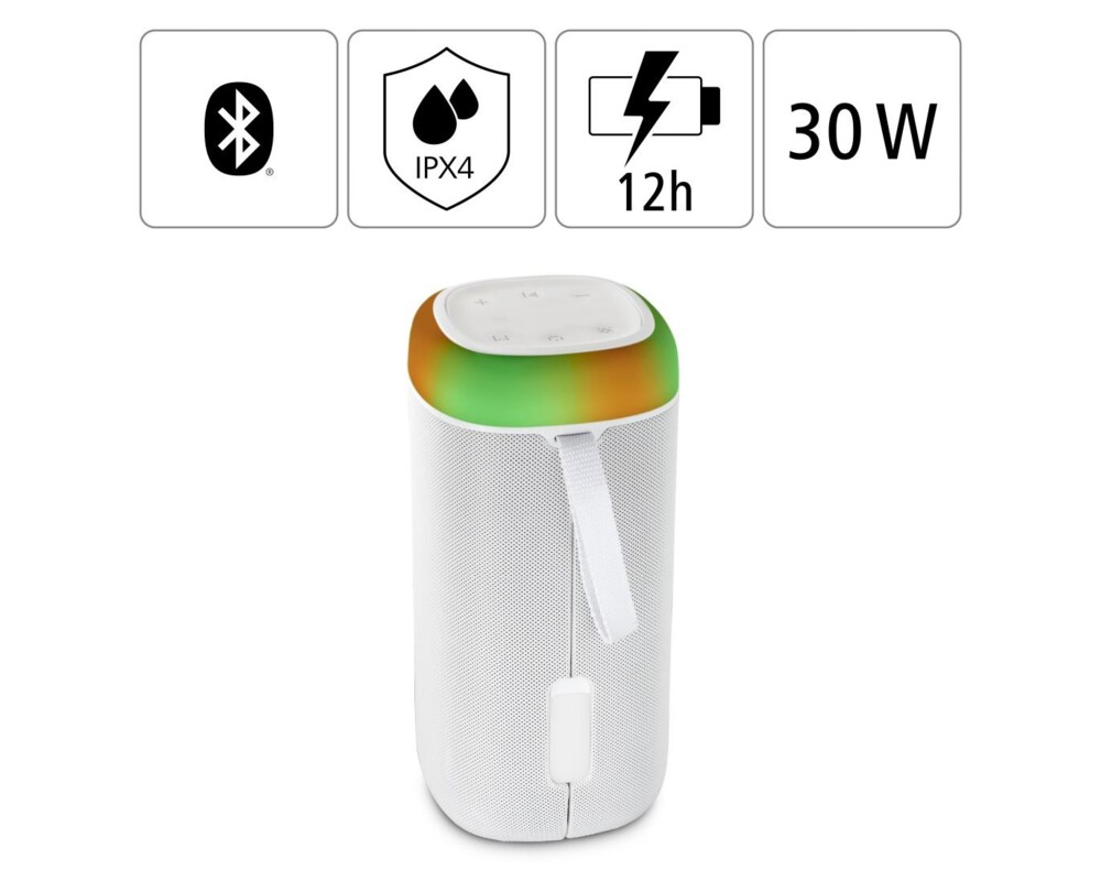 Тонколони HAMA Shine 2.0, 30W, LED, Защита от вода, Бял, 188229 6