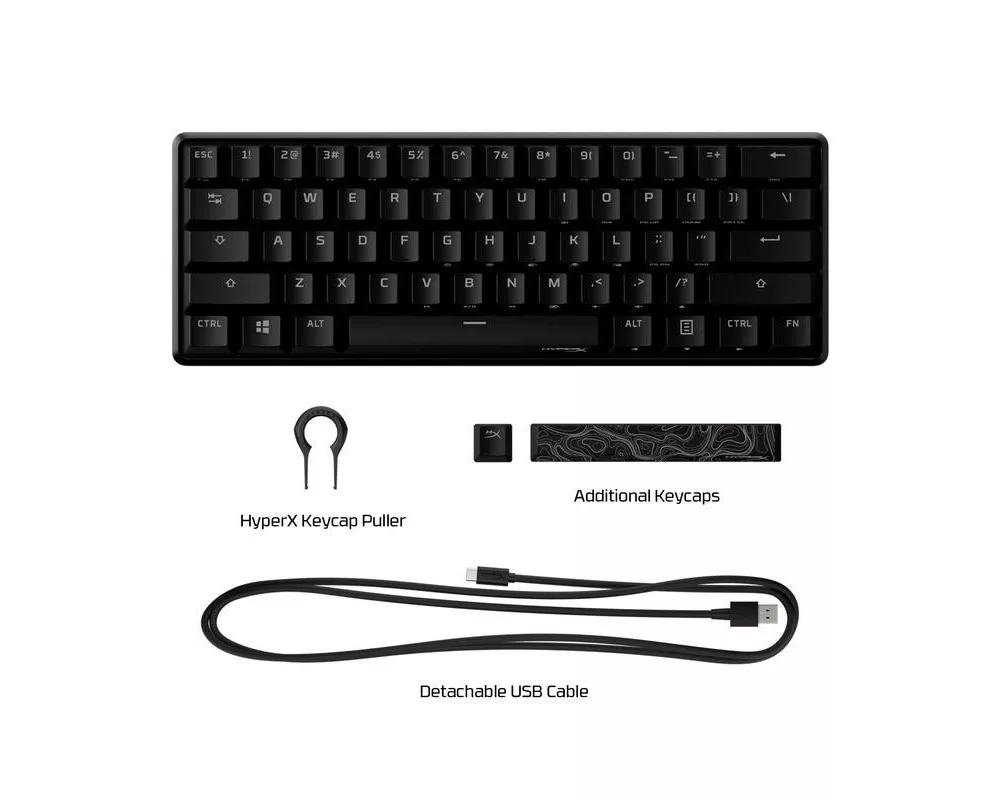 Клавиатура HP HyperX 60 Alloy Origins Aqua Mechanical RGB Keyboard USB Type C Detachable cable Black 7