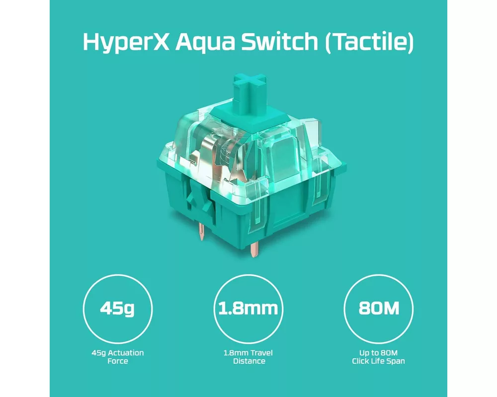 Клавиатура HP HyperX 60 Alloy Origins Aqua Mechanical RGB Keyboard USB Type C Detachable cable Black 6