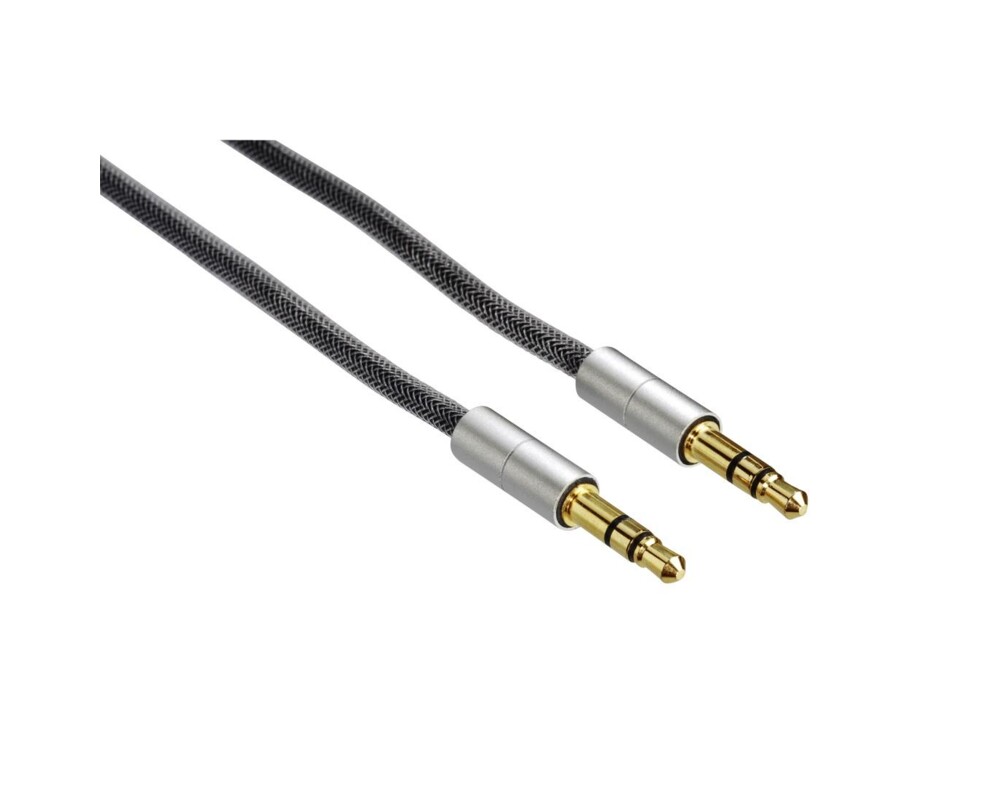Аудио кабел HAMA AluLine, 3.5 mm жак мъжко - 3.5 мм мъжко, 2 m. Сребрист 2