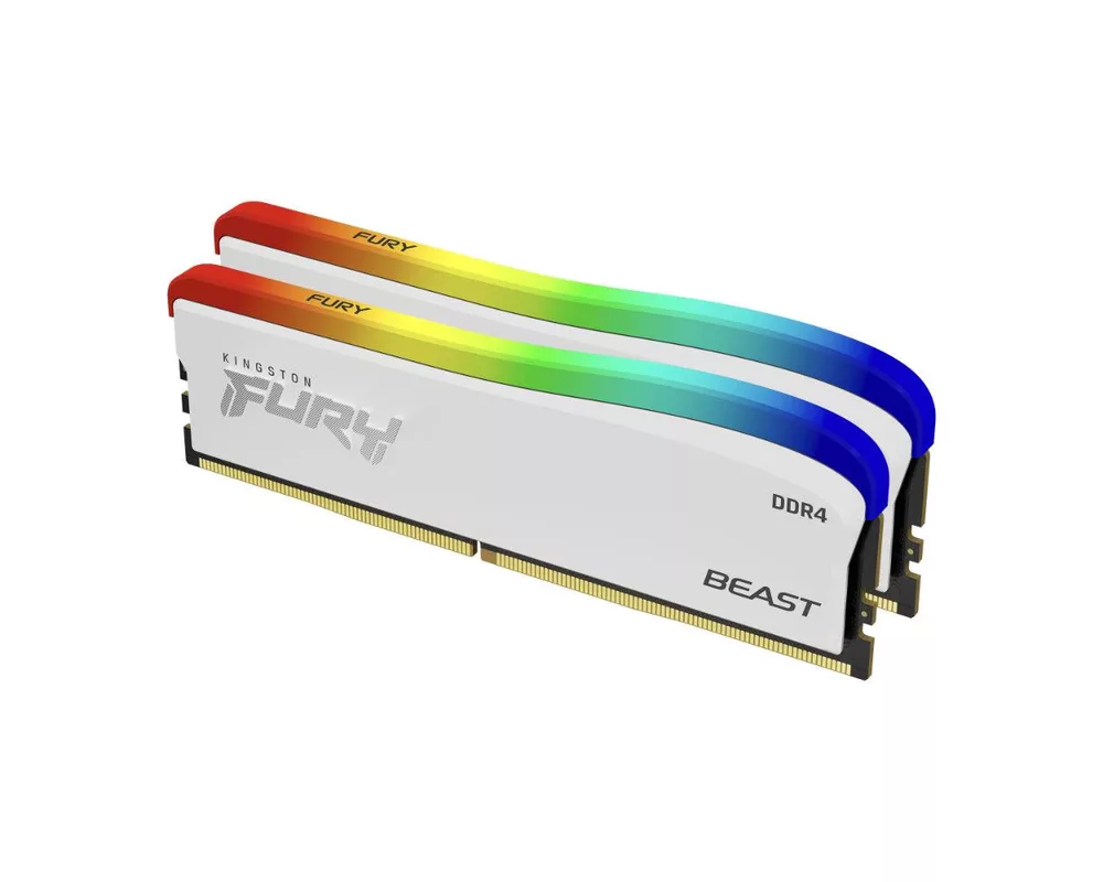 Памет Kingston FURY Beast White RGB 16GB(2x8GB) DDR4 PC4-25600 3200MHz CL16 KF432C16BWAK2/16 3