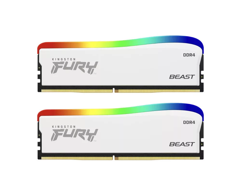 Памет Kingston FURY Beast White RGB 16GB(2x8GB) DDR4 PC4-25600 3200MHz CL16 KF432C16BWAK2/16 2