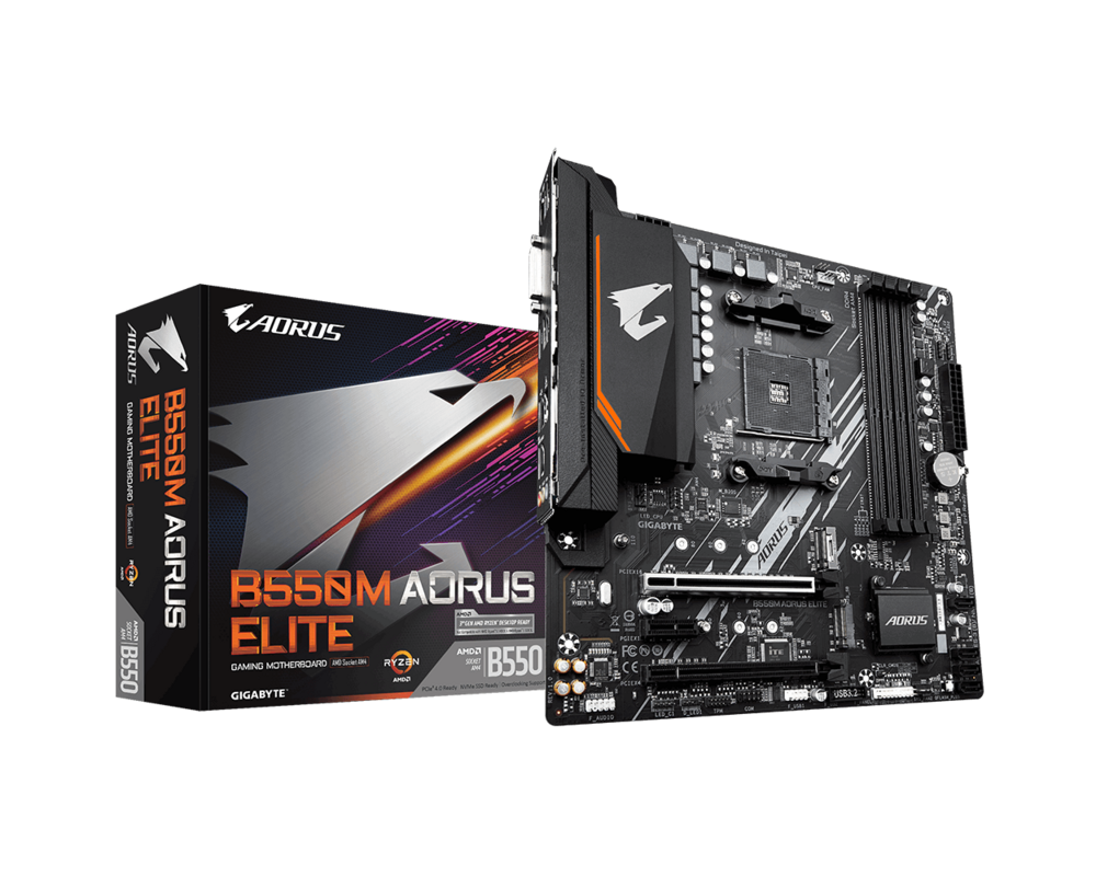 Дънна платка GIGABYTE B550M AORUS ELITE AM4 DDR4 2xM.2 4xSATA HDMI DVI mATX MB 10