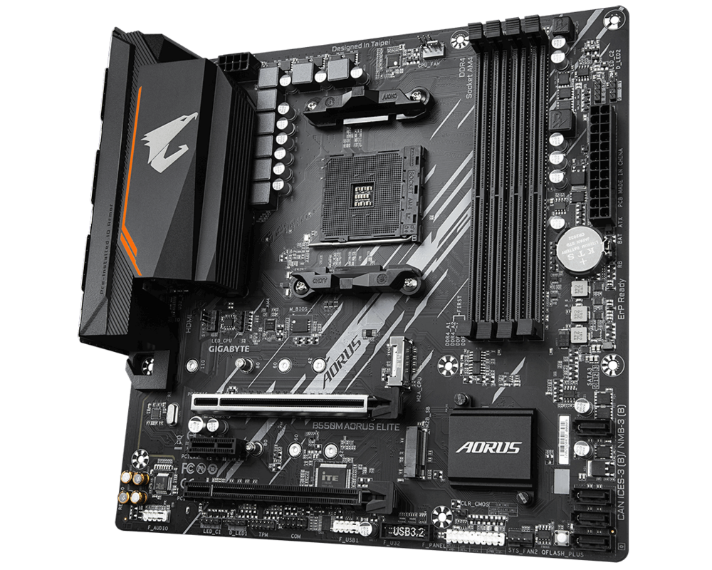 Дънна платка GIGABYTE B550M AORUS ELITE AM4 DDR4 2xM.2 4xSATA HDMI DVI mATX MB 7