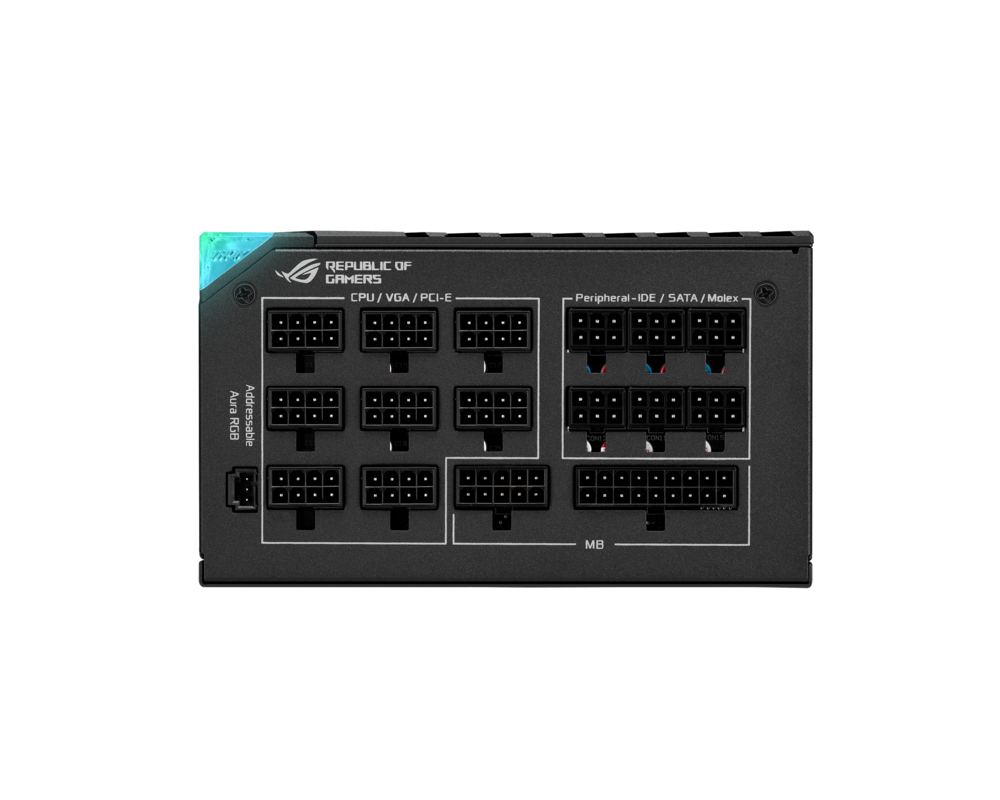 Захранване ASUS ROG THOR 1200W Platinum II Fully Modular Power Supply 80 Plus Platinum ROG heatsinks 135mm PWM fan Aura Sync PCIe Gen 5.0 Ready 9
