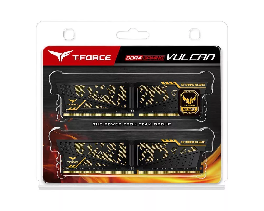 Памет Team Group Vulcan TUF Yellow DDR4 32GB(2x16GB) 3200MHz, CL16-20-20-40 1.35V 4