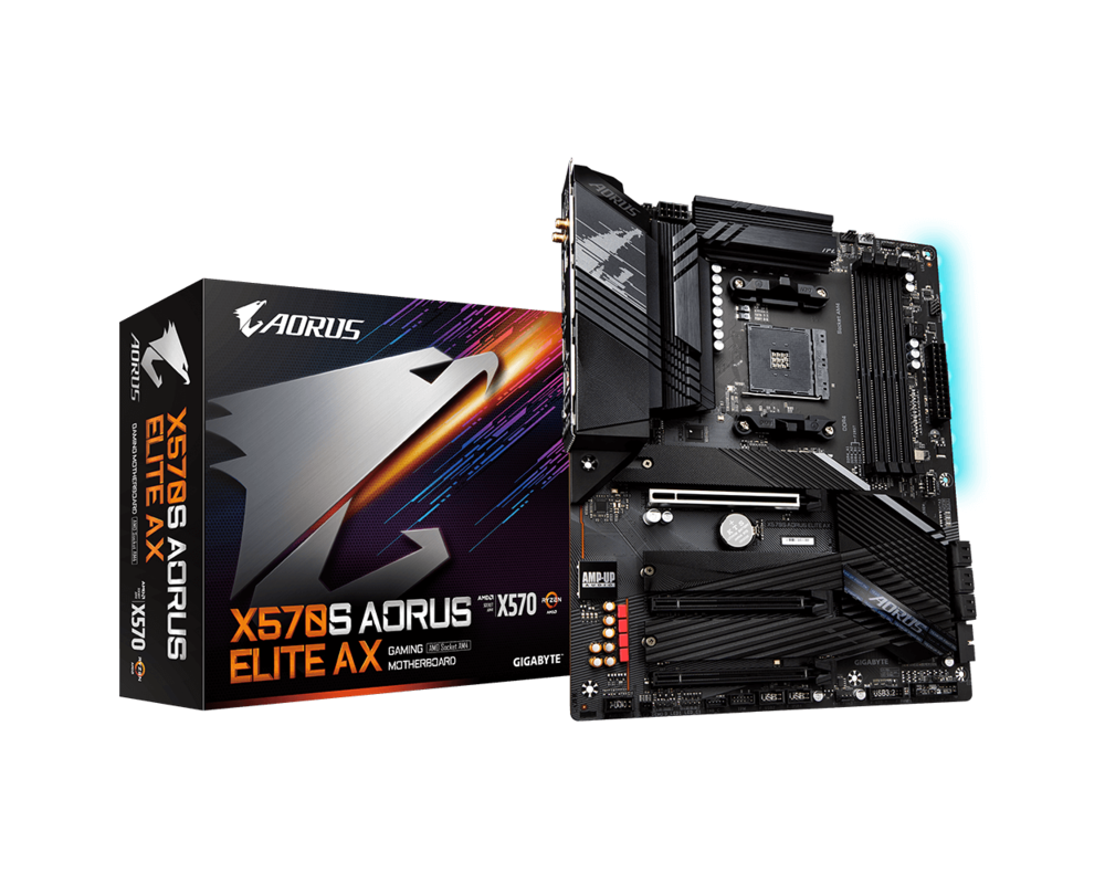 Дънна платка GIGABYTE X570S AORUS Elite AX Socket AM4, Wi-Fi 6E, 2.5Gbit Lan, RGB Fusion, PCIe 4.0 5
