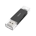 <span>Четец за карти</span> HAMA, OTG, USB-A + USB-C, USB 3.2, SD/microSD, Черен <span class='catalog-num-in-name'>HAMA-200127</span> - 