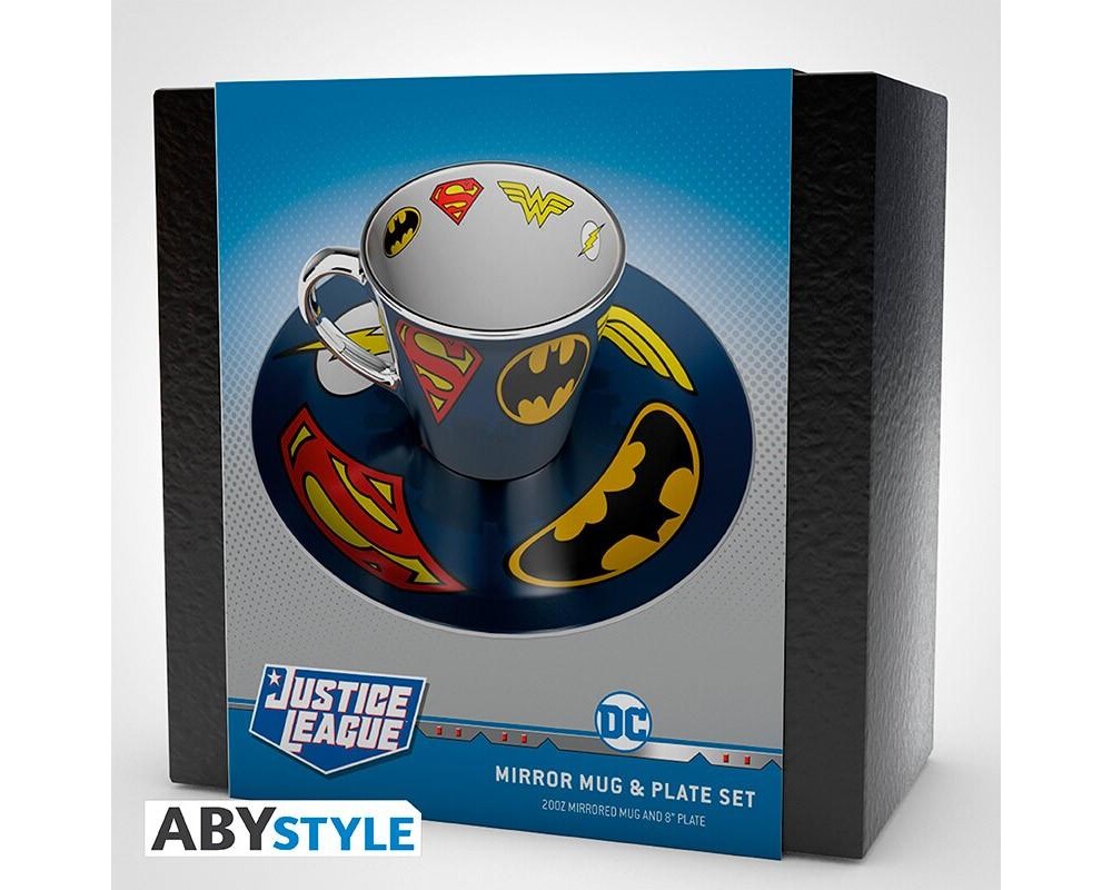 Аксесоар Комплект ABYSTYLE DC COMICS Mirror mug & plate set Logo, Чаша, Подложка с емблеми 2