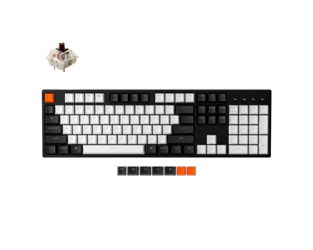 Клавиатура Геймърска Механична клавиатура Keychron C2 Full-Size Gateron G Pro Brown Switch White LED ABS 2