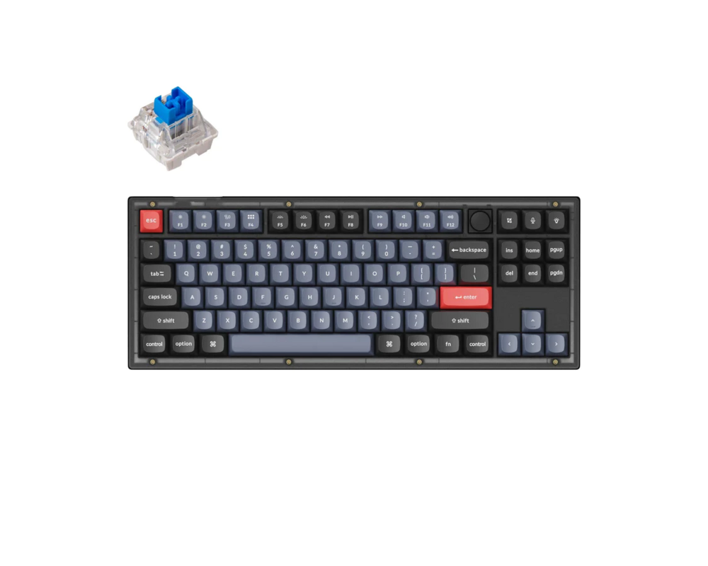 Клавиатура Геймърска Механична клавиатура Keychron V3 TKL Knob QMK Frosted Black Translucent, Keychron K Pro Blue Switch, RGB Backlight 4