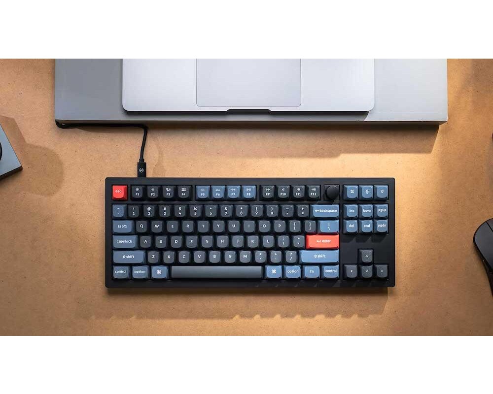 Клавиатура Геймърска Механична клавиатура Keychron V3 TKL Knob QMK Carbon Black, Keychron K Pro Blue Switch, RGB Backlight 2