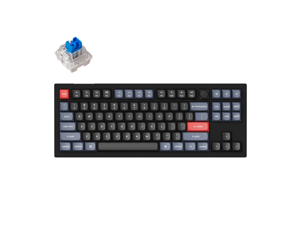Клавиатура Геймърска Механична клавиатура Keychron V3 TKL Knob QMK Carbon Black, Keychron K Pro Blue Switch, RGB Backlight 4