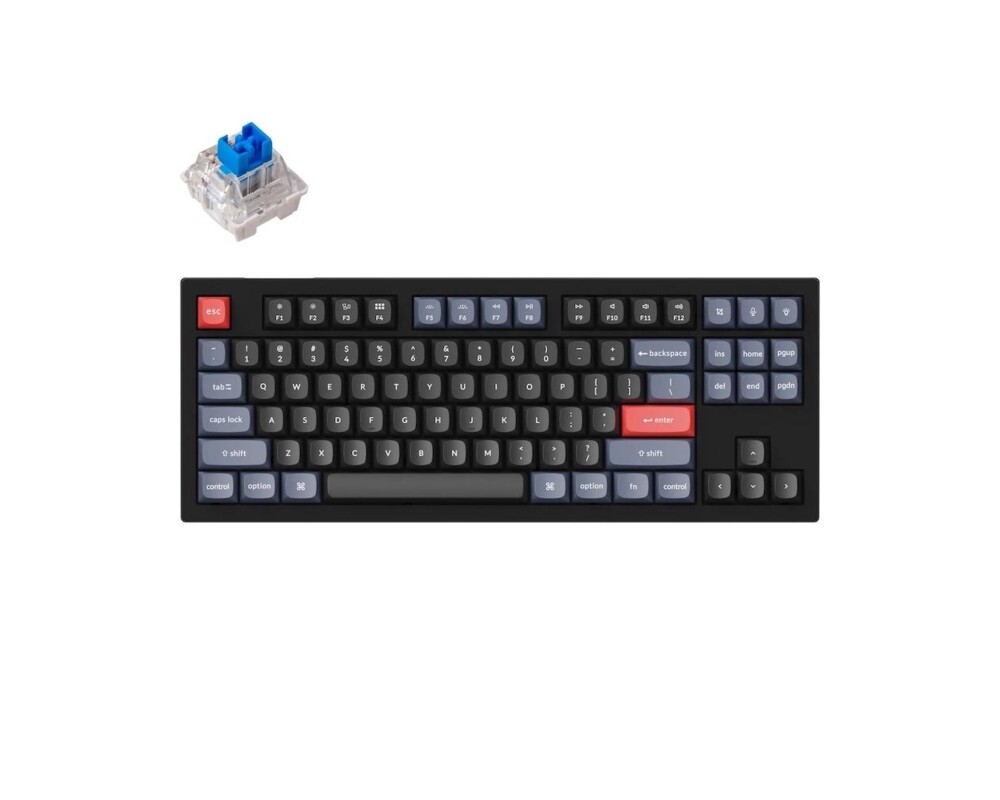 Клавиатура Геймърска Механична клавиатура Keychron V3 TKL Knob QMK Carbon Black, Keychron K Pro Blue Switch, RGB Backlight