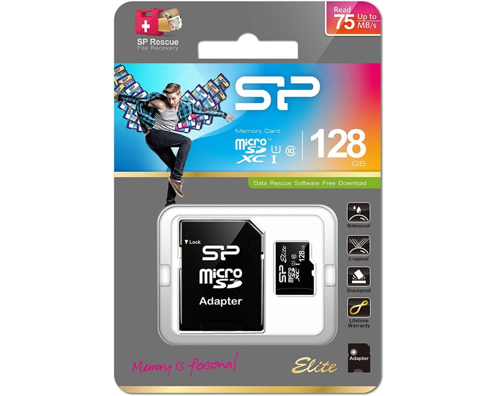 Флаш карта Silicon Power Elite, 128GB, Micro SDHC/SDXC, UHS-I, SD Adapter 3