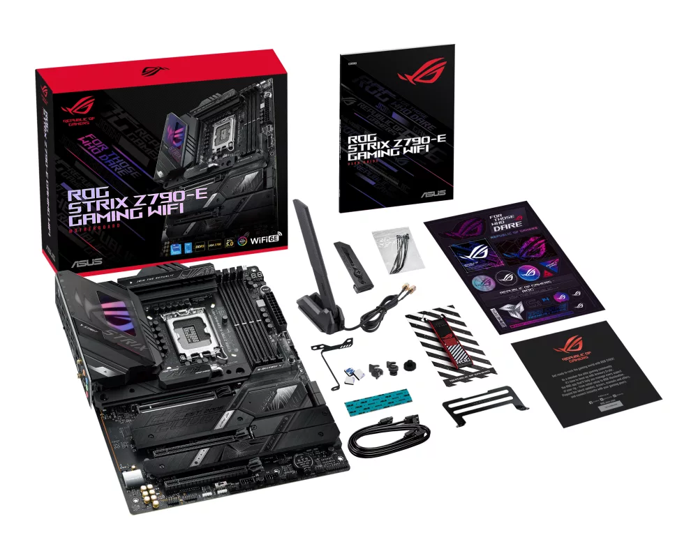 Дънна платка ASUS ROG STRIX Z790-E GAMING WIFI, LGA 1700, ATX, Wi-Fi 6E, AURA Sync RGB, DDR5 8