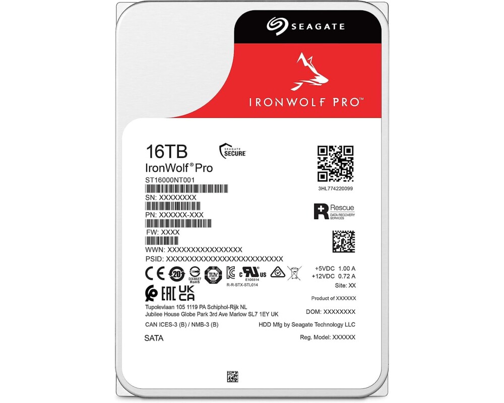 Твърд диск SEAGATE Ironwolf PRO Enterprise NAS HDD 16TB 7200rpm 6Gb 4