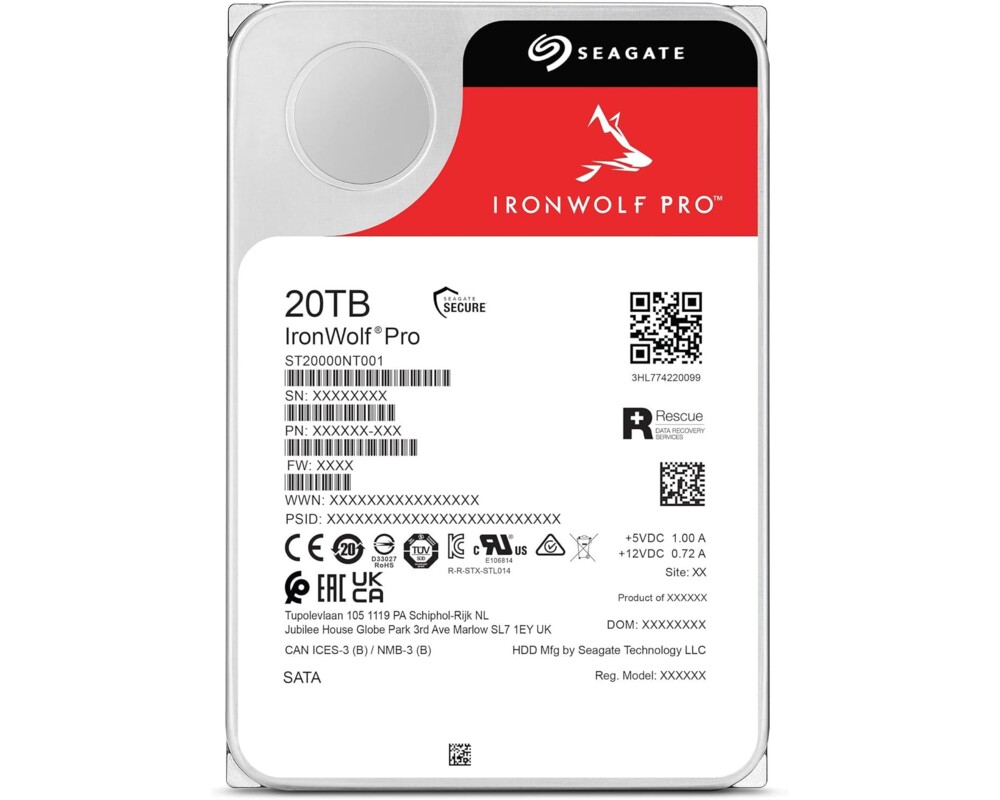 Твърд диск SEAGATE Ironwolf PRO Enterprise NAS HDD 20TB 7200rpm 6Gb 3