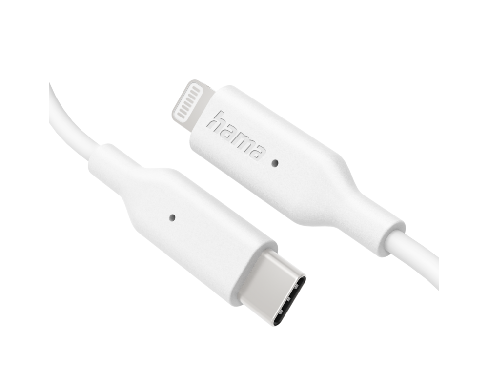 Кабел за зареждане/Дата HAMA, USB-C - Type-C/Lightning, 1м, бял 2