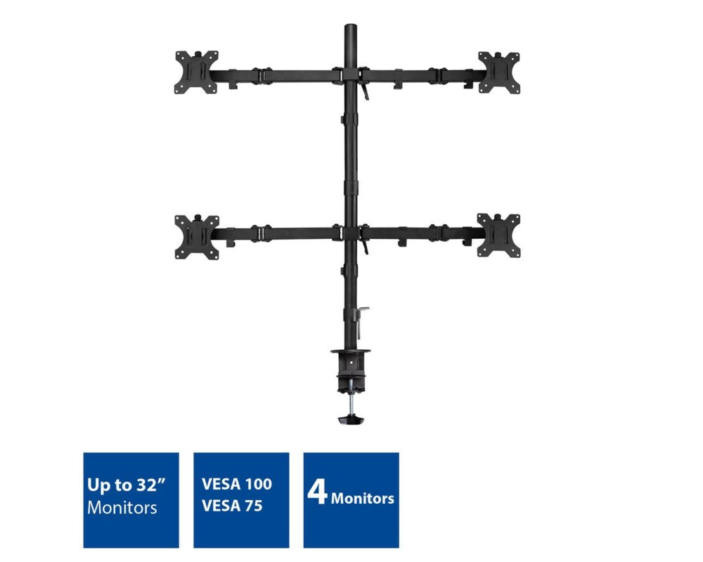 Стойка за 4 монитора ACT AC8304, За бюро, Регулируема, 32", 8 кг, Черна 2