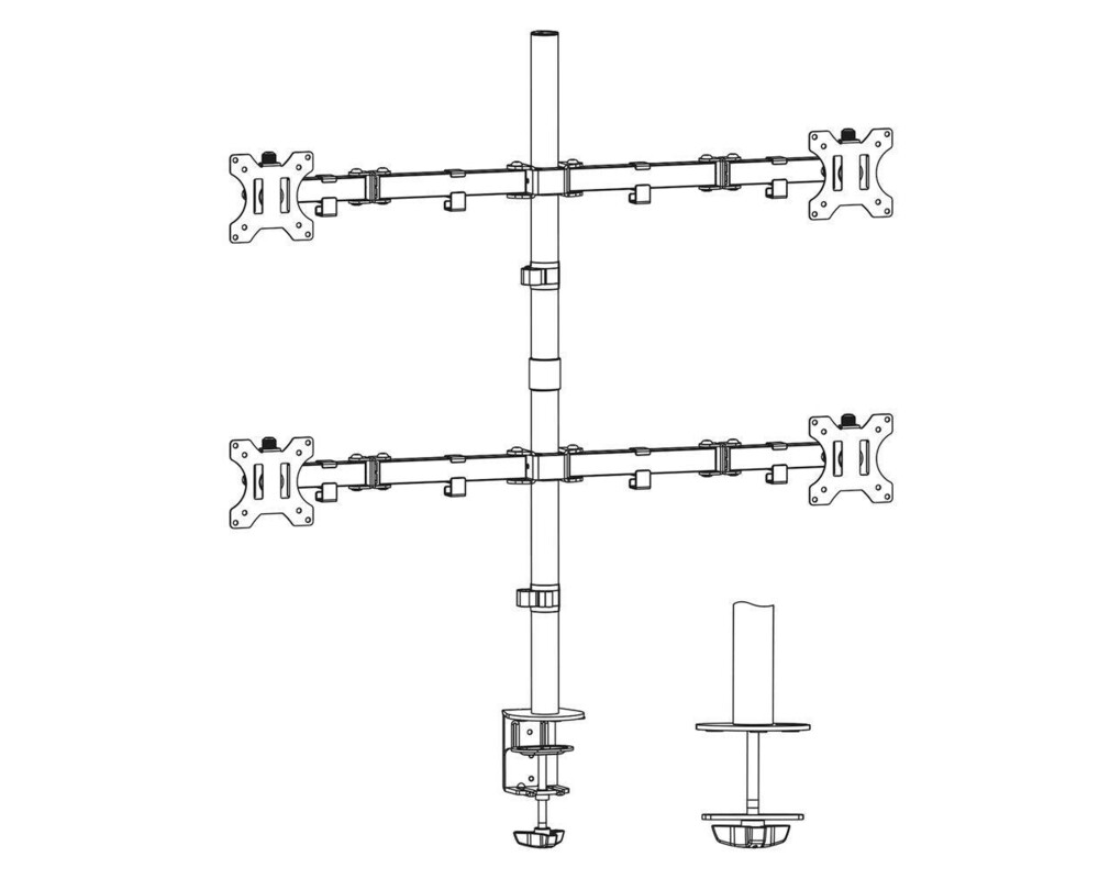 Стойка за 4 монитора ACT AC8304, За бюро, Регулируема, 32", 8 кг, Черна 8