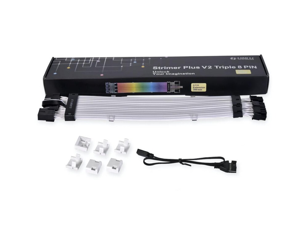 Кабел Удължителни RGB за кабели Lian-Li Strimer Plus V2, GPU, Triple 8-pin, ARGB 8