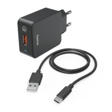  Мрежово  HAMA, 220V, USB-C, Qualcomm, Quick Charge, 19.5W, Вкл. кабел, Черен 630027 HAMA-201625 на топ цена - PIC.bg