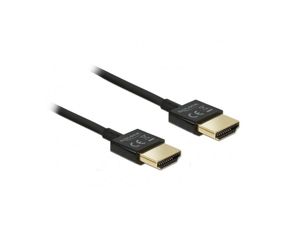 Кабел Delock HDMI-A мъжко - HDMI-A мъжко, Ethernet, 3D, 4K, 0.25 м, Черен