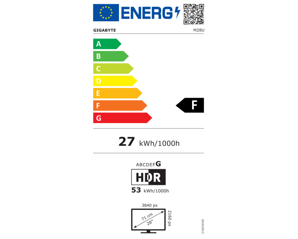 Монитор Gigabyte M28U, 28" ARM EDITION UHD 4K, SS IPS,144Hz 1ms, HDR400 със стойка 10