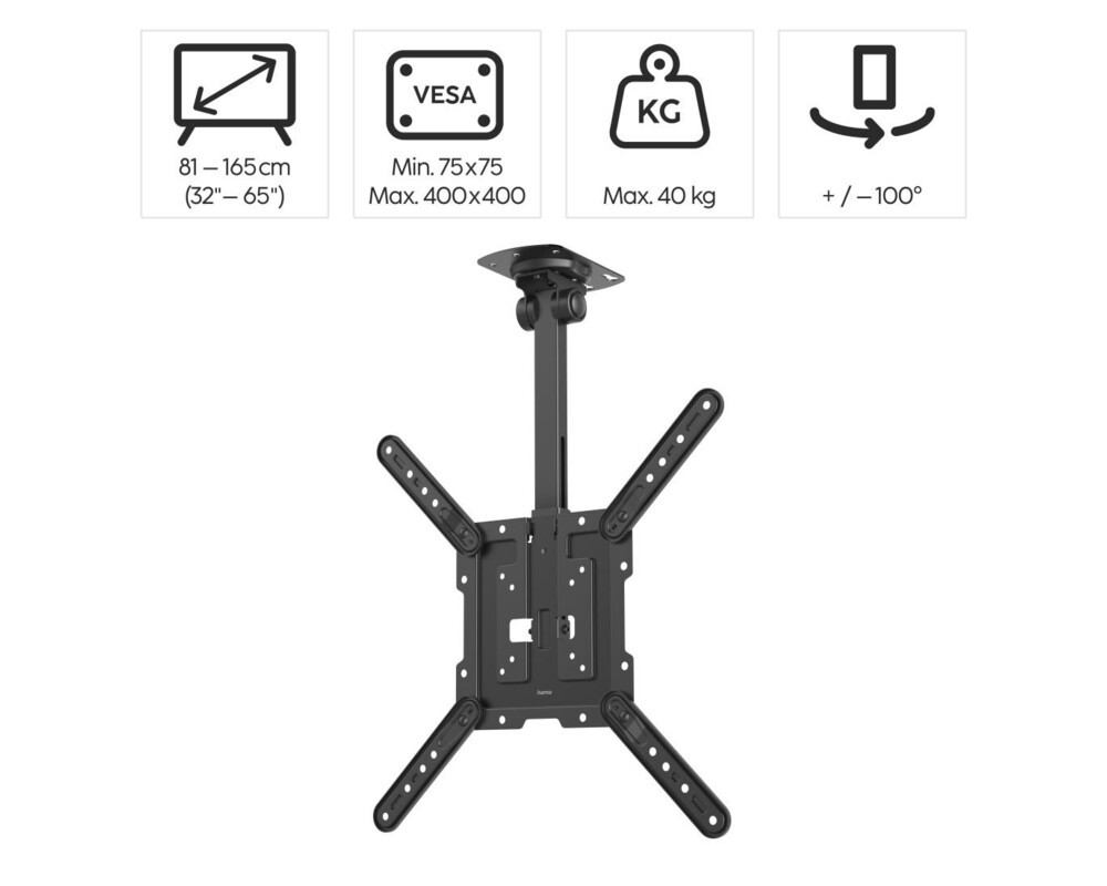 Стойка Метална поставка TV, 400x400, 165 см (65"), HAMA-118086 8