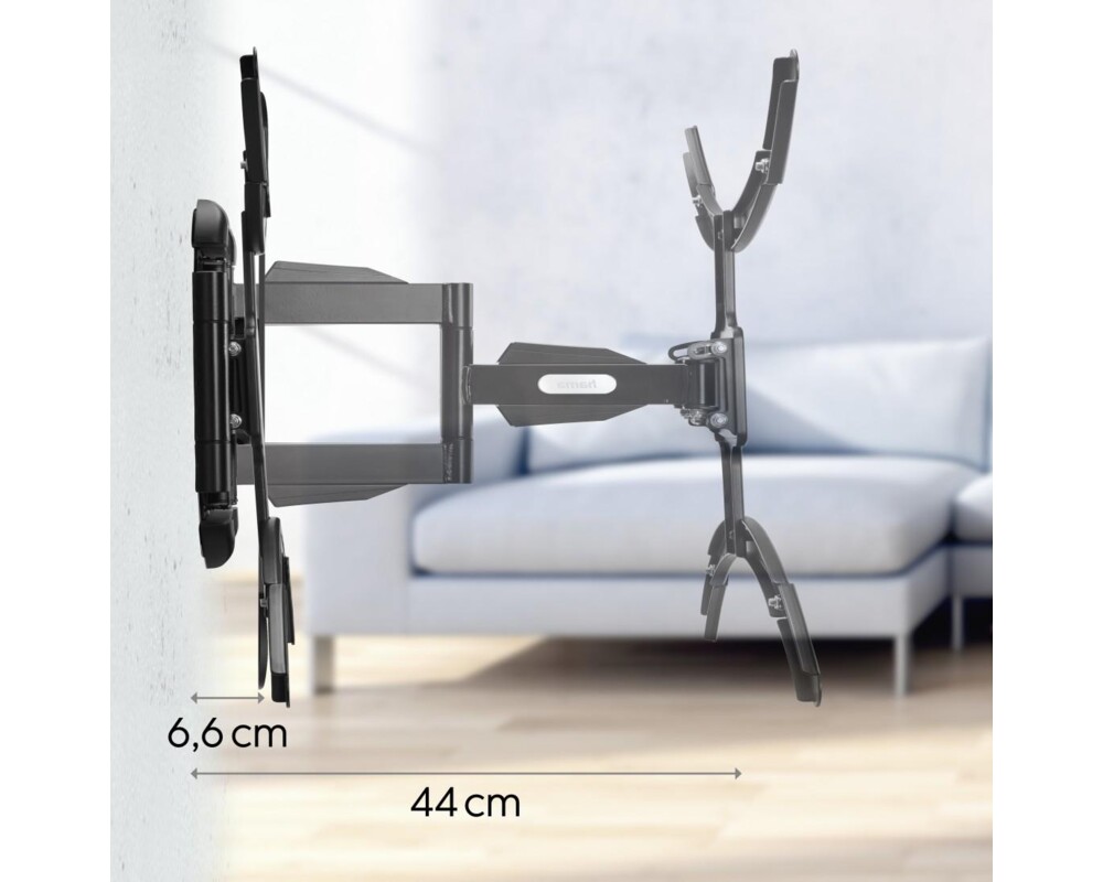 Стойка за TV Hama FULLMOTION, 600x500, 229 см (90") до 50 кг, Мобилна, Черна 21