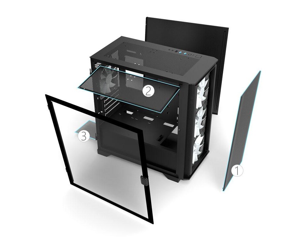 Кутия MONTECH AIR 100 ARGB, TG, Micro-ATX Черна 6