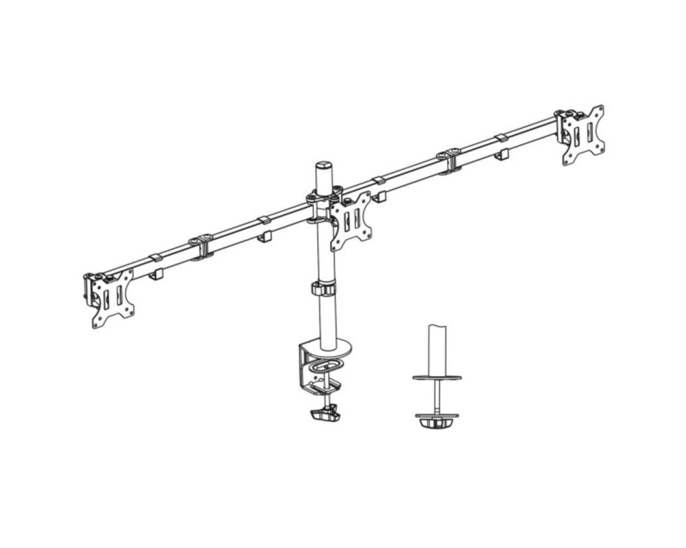 Стойка за 3 мониторa ACT AC8303, За бюро, Регулируема, 27", 21 кг, Черна 4