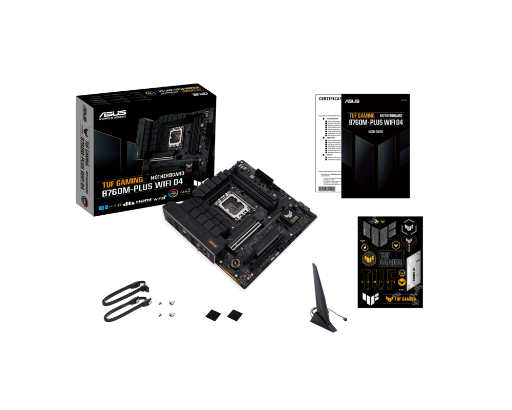 Дънна платка ASUS TUF GAMING B760M-PLUS WIFI D4 LGA1700 mATX 4xDIMM DDR4 1xDP 1xHDMI 4xSATA 2xM.2 MB 9