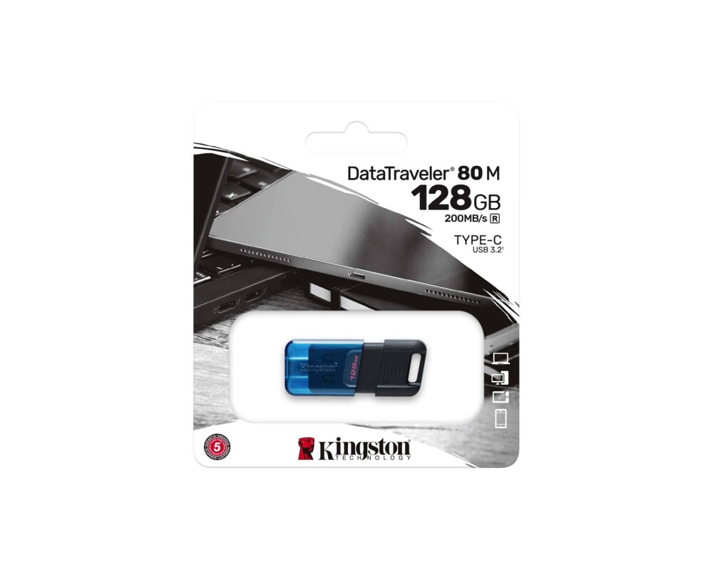 Флаш памет KINGSTON 128GB USB 3.2 Gen 1 DataTraveler 80 M 5