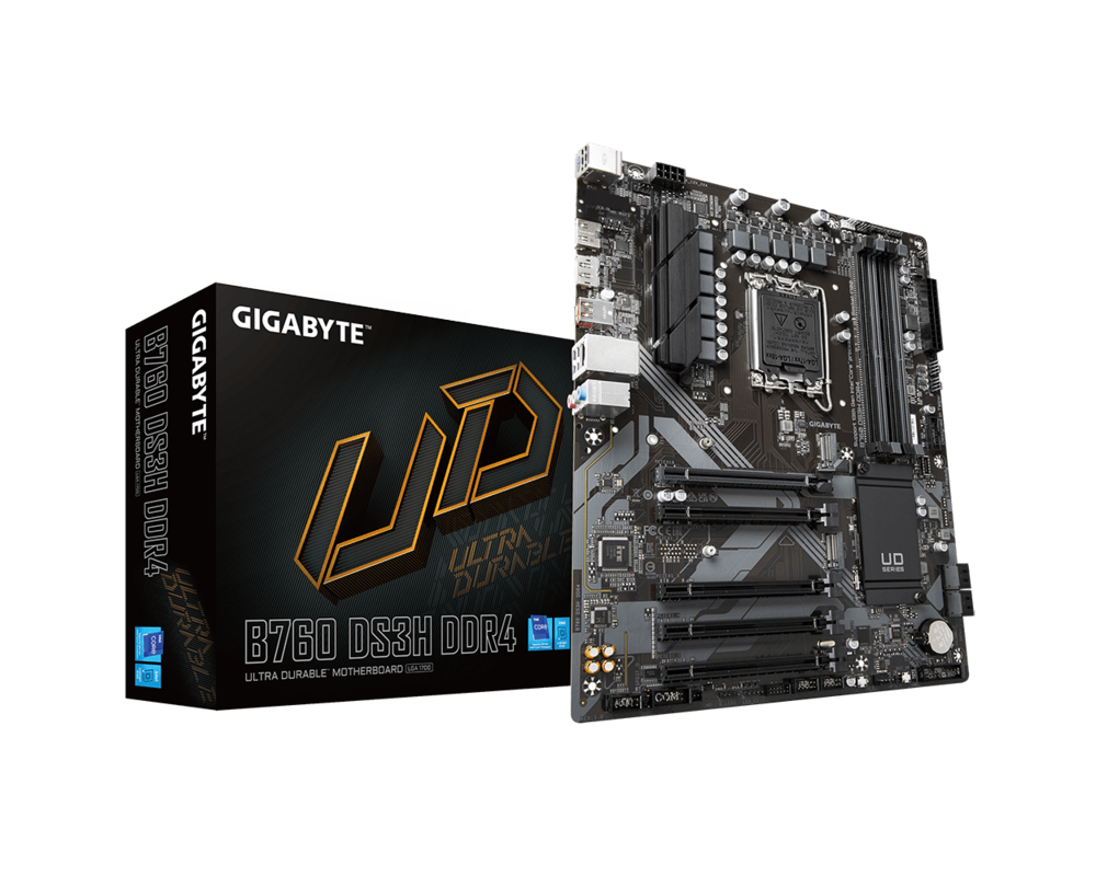 Дънна платка GIGABYTE B760 DS3H, socket 1700, ATX 4xDDR4, PCIe 4.0 5