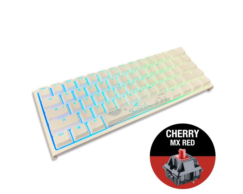 Клавиатура Геймърскa механична клавиатура Ducky One 2 Mini V2 White RGB, Cherry MX Red 2